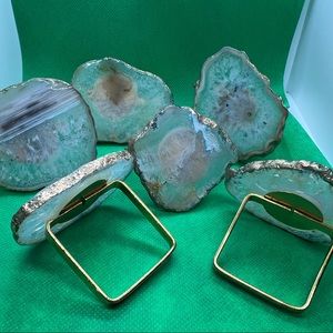 Pier one crystal napkin rings, 6. Green/Blue